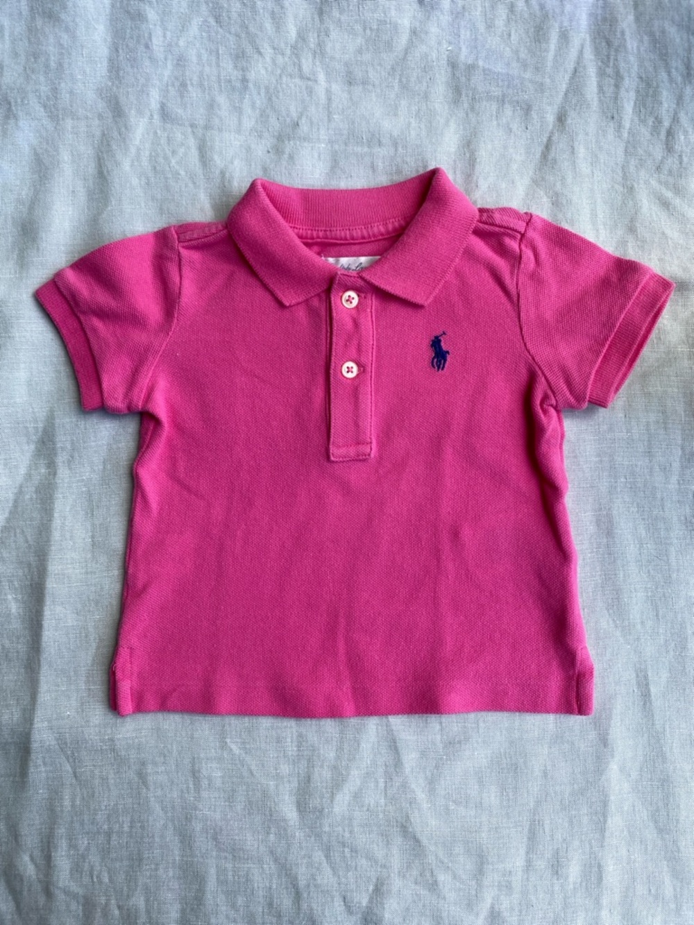 Ralph Lauren baby hot pink cotton short sleeve polo shirt